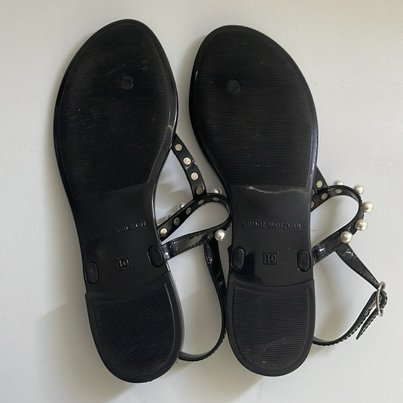 Stuart Weitzman Women's Goldie Jelly Sandals size 10 Black Pearls Slingback - Picture 5 of 6